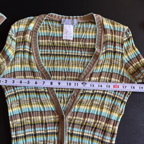 Missoni Cardigan Womens Size It 48 Lace Ribbed Form Fitting Stretch Cotton Retro - Picture 10 of 13
